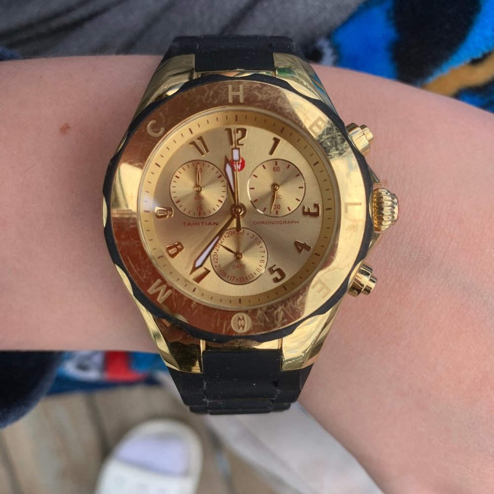 Michele Black & Gold Watch